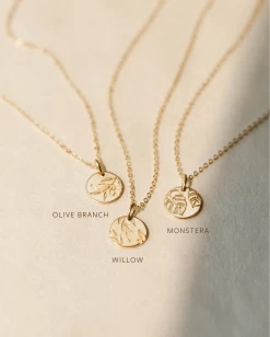 Foliage Necklace -Gldn Shop 14k gold leaf pendant necklaces 0140