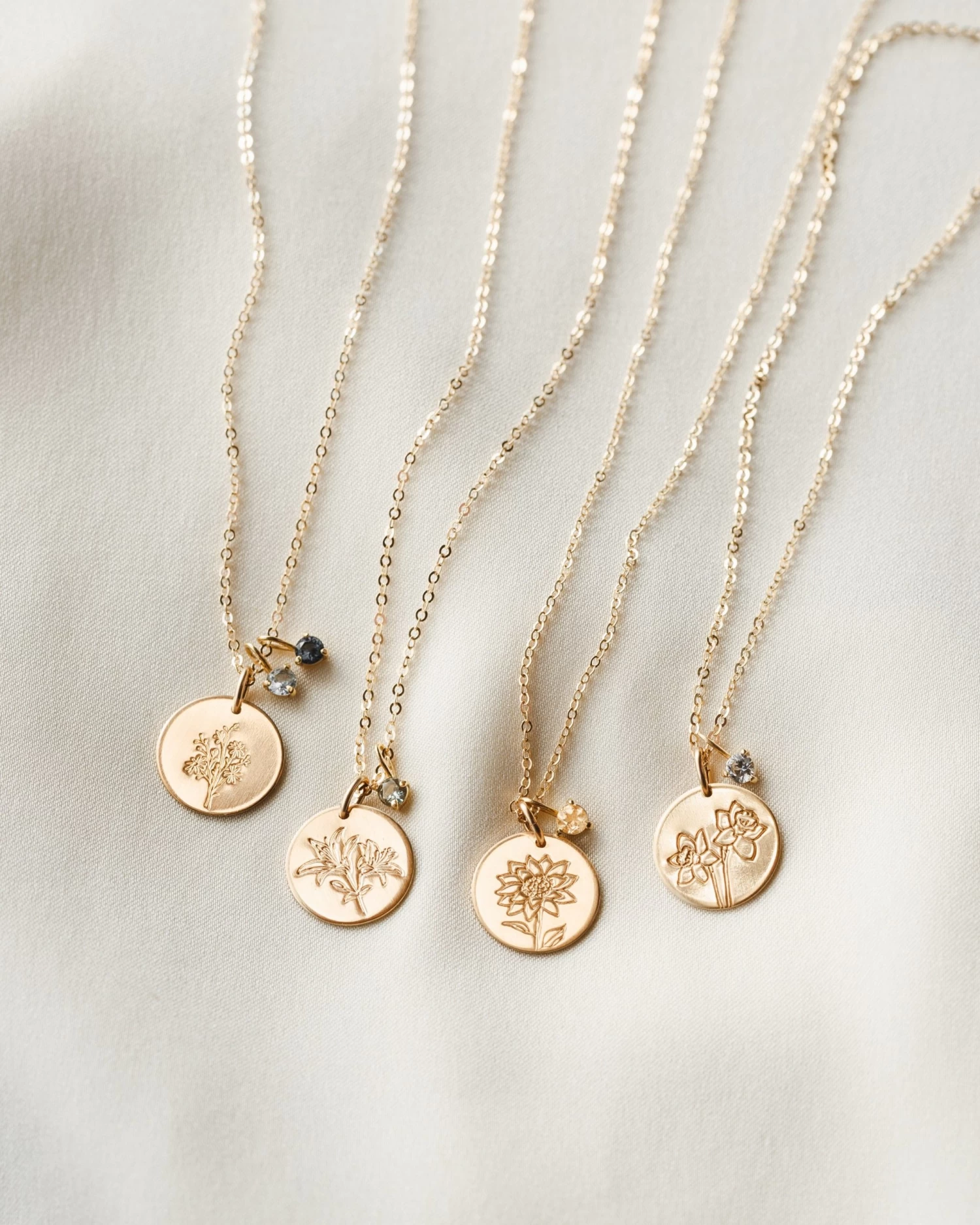 Solid Gold Flora Gemstone Necklace 3 Solid Gold Flora Gemstone Necklace