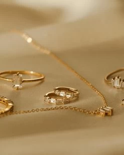 Nouveau White Sapphire Huggie Hoops -Gldn Shop 2024 DIAMOND product 6598 2