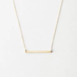Basquiat Necklace -Gldn Shop BasquiatMinimalBarNecklace Gold HammeredPDPMain