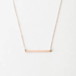 Basquiat Necklace -Gldn Shop BasquiatMinimalBarNecklace RoseGold HammeredPDPMain