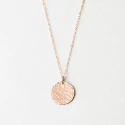 Blank Marama Necklace -Gldn Shop BlankLargeDiskNecklace RoseGold Hammered PDPMain