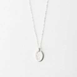 Blank Diana Necklace -Gldn Shop BlankOvalPendantNecklace SilverHammered PDPMain