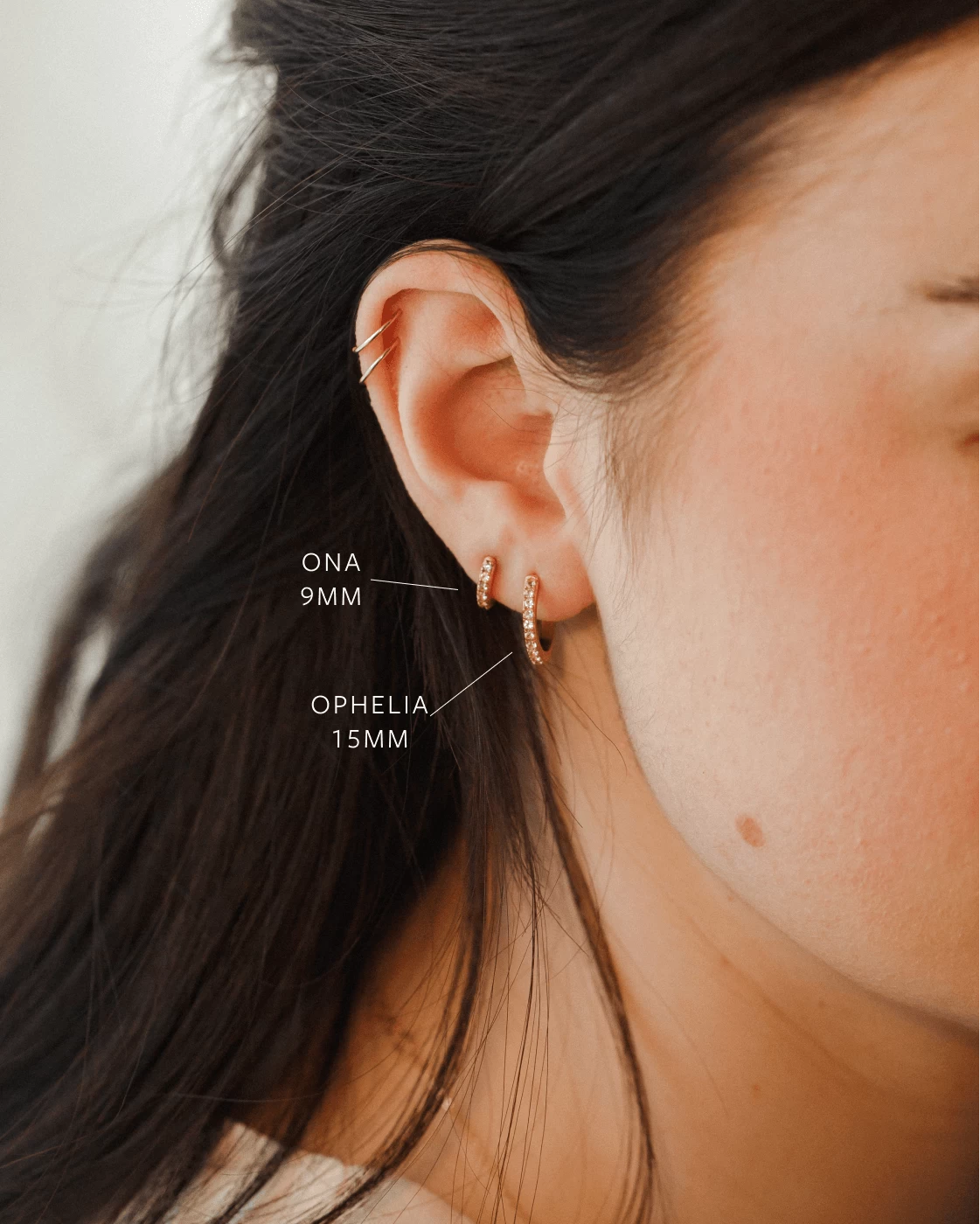 Ophelia White Sapphire Hoops 7 Ophelia White Sapphire Hoops - Image 5