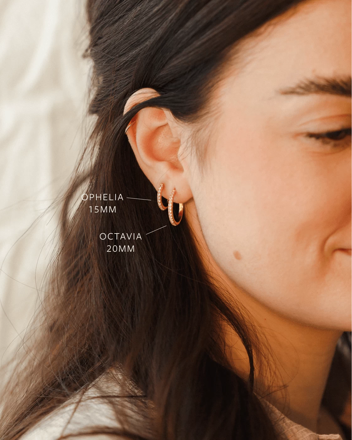 Ophelia White Sapphire Hoops 9 Ophelia White Sapphire Hoops - Image 7