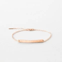 Getty Bar Bracelet -Gldn Shop GettyNameBarBracelet RoseGoldHammered