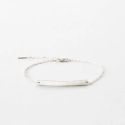 Getty Bar Bracelet -Gldn Shop GettyNameBarBracelet SilverHammered
