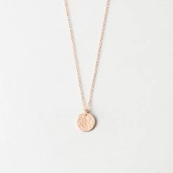 Blank Lor Necklace -Gldn Shop LorBlankCoinDiskNeckalce RoseGold Hammered PDPMain