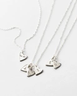 Maude Heart Necklace -Gldn Shop MaudeInitialHeartTagNecklace Silver PLPMain