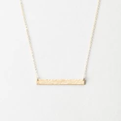 Serra Necklace -Gldn Shop SerraPersonalizedBarNecklace Gold Hammered PDPMain