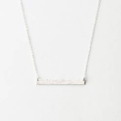Serra Necklace -Gldn Shop SerraPersonalizedBarNecklace Silver Hammered PDPMain