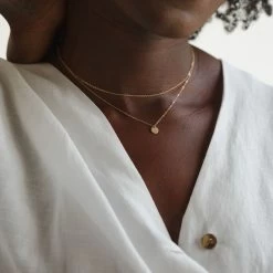 Double Wrap Yue Necklace -Gldn Shop WrapChokerTinyDiskNecklace 5