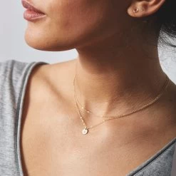 Double Wrap Yue Necklace -Gldn Shop WrapChokerTinyDiskNecklace PLPHover