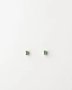 Emerald Green Baguette Studs