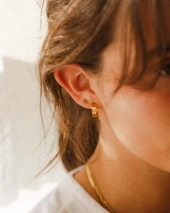 Emerald Green Baguette Studs -Gldn Shop gldn 2593