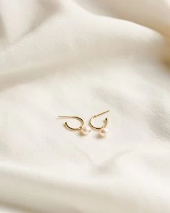 Sia Pearl Huggie Hoops -Gldn Shop gldn jewelry 9142
