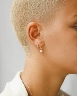 Sia Pearl Huggie Hoops -Gldn Shop gldn jewelry earrings 2