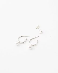 Sia Pearl Huggie Hoops -Gldn Shop gldn jewelry ss 10063