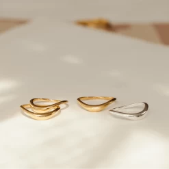 Flow Ring 20 Flow Ring -Gldn Shop gold wave layering rings