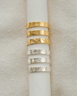 Foliage Meuse Band -Gldn Shop leaf pattern stacking band rings 0169 min