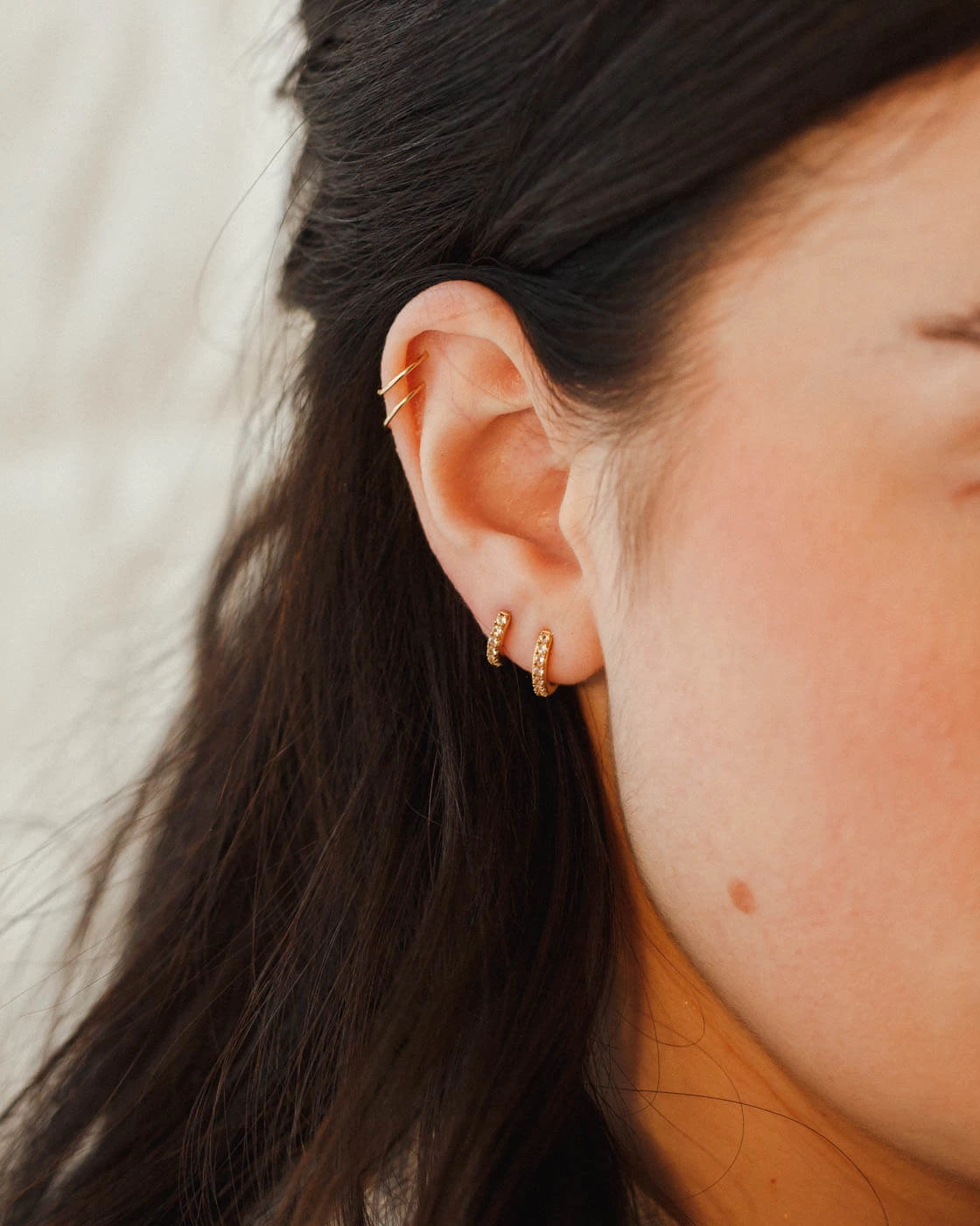 Ona White Sapphire Huggie Hoops 9 Ona White Sapphire Huggie Hoops - Image 7