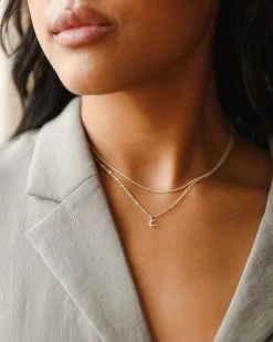 Dainty Serif Initial Necklace 23 Dainty Serif Initial Necklace -Gldn Shop serif 2022 springmodel10296