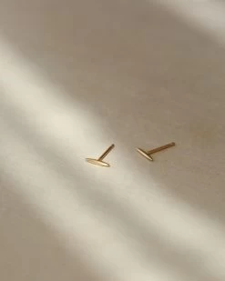 Fine Line Studs -Gldn Shop solid gold bar earrings