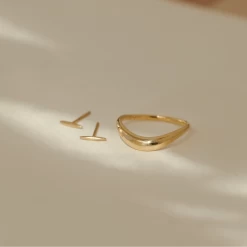 Fine Line Studs -Gldn Shop solid gold nesting ring